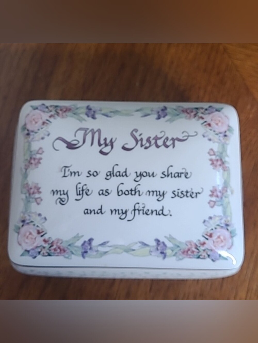 My Sister My Friend ceramic trinket treasured moments jewelry gift box